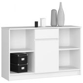 Komoda otwarta, drzwi, szuflada, ELIO, 120x40x77 cm, biel, mat | TYLETEGOTU