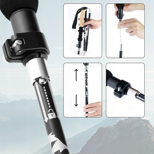 KIJE TREKKINGOWE SKŁADANE KIJKI W GÓRY DO TURYSTYCZNE REGULOWANE ALUMINIOWE na Arena.pl