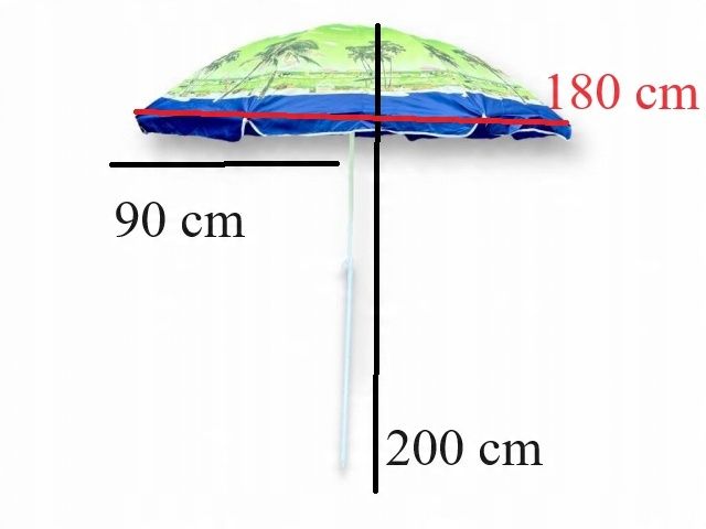 PARASOL OGRODOWY DUŻY PLAŻOWY BALKONOWY SKŁADANY ŁAMANY 180CM XXL MOCNY zdjęcie 9