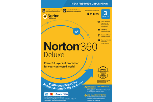 Norton 360 Deluxe + 25 GB Przestrzeni Chmura | 3 Urządzenia | 6 Miesięcy na Arena.pl