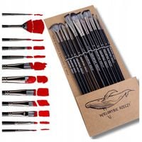 PĘDZLE MALARSKIE DO MALOWANIA NYLONOWE DO FARB AKRYLOWYCH ZESTAW 12szt