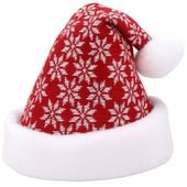 Czapka świąteczna mikołaj śnieżynka z pomponem na święta czerwono-biała