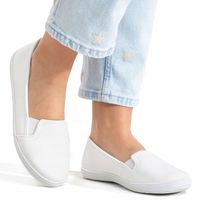 Tenisówki trampki slip on SKÓRZANE białe wygodne lekkie modne Axim