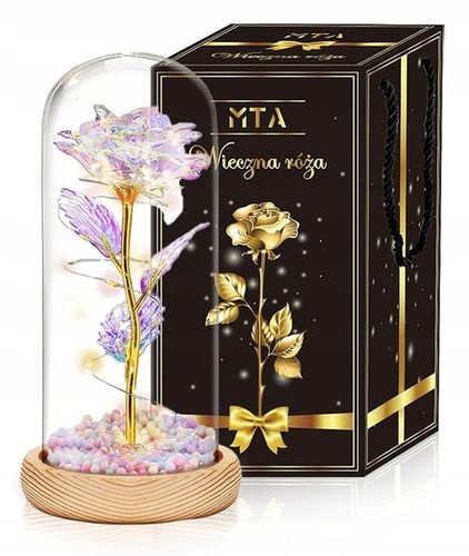 ZŁOTY ŁAŃCUSZEK Z SERDUSZKIEM 925/585+RÓŻA WIECZNA LED PREZENT DLA KOBIETY na Arena.pl