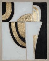 Obraz ręcznie malowany Abstrakcja glamour 80X100 biały+czarny+złoty