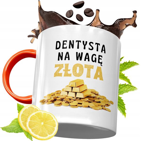 Kubek Pomarańczowy Dla Dentysty Prezent Z Nadrukiem Ze Zdjęciem zdjęcie 1