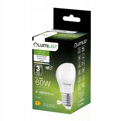 6x Żarówka LED E27 MAŁA KULKA 8W = 80W 4000K Neutralna LUMILED NIE na Arena.pl