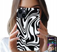 ETUI DO IPHONE 13 - CZARNO BIAŁA ABSTRAKCJA + SZKŁO HART