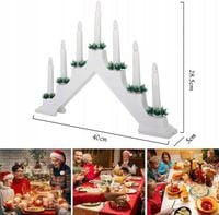 ŚWIECZNIK ADWENTOWY DREWNIANY OZDOBA ŚWIECZKI ŚWIECE 7 LED LAMPKI