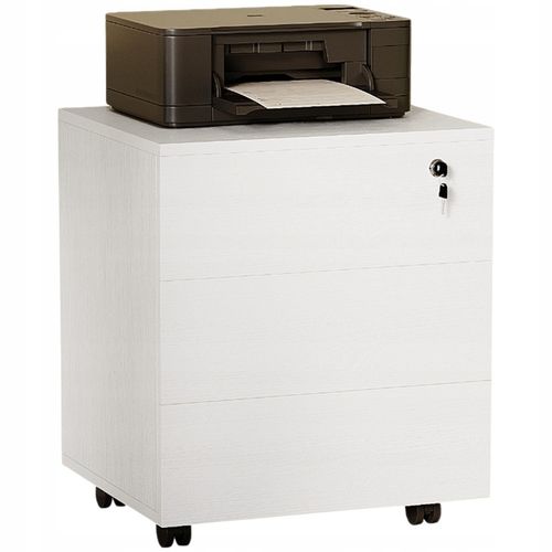 Kontenerek biurowy na kółkach z szufladami na kluczyk mobilna szafka biała na Arena.pl