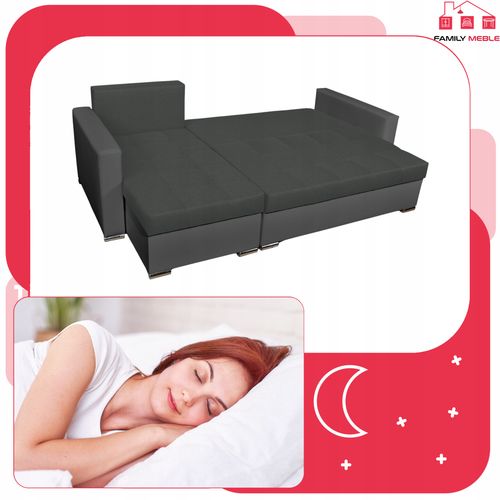 Narożnik Figo rozkładany z funkcją spania rogówka Family Meble szaro szary na Arena.pl