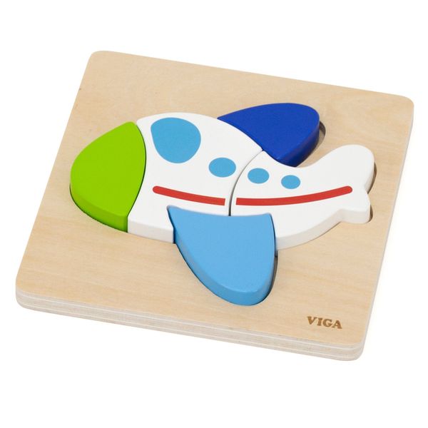 VIGA Drewniane Puzzle – Kolorowy Samolot zdjęcie 3