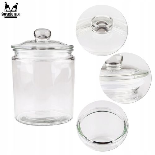 SZKLANY POJEMNIK KUCHENNY 2L SŁOIK NA HERBATĘ KAWĘ ORZECHY CIASTKA na Arena.pl