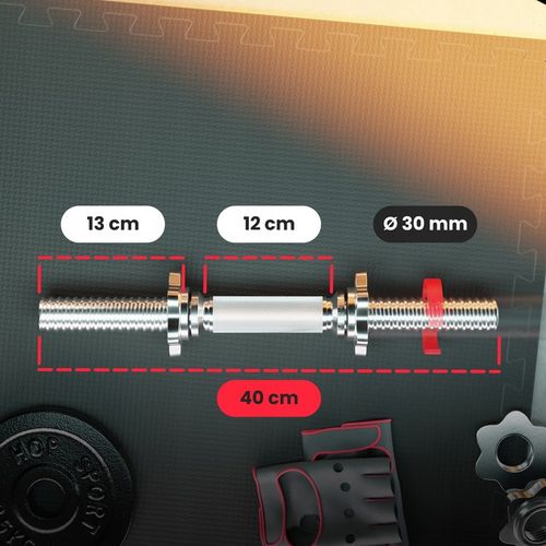 GRYF stalowy pełny odlew prosty 40cm 30mm chromowany hantle śrubowy zaciski na Arena.pl