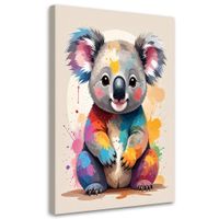 Obraz do pokoju dziecięcego salonu, Kolorowy miś koala zwierzęta
