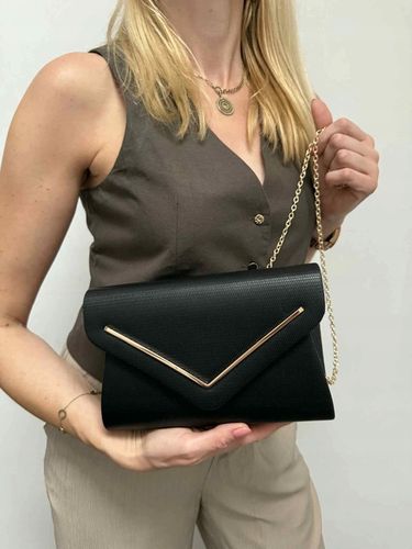 CZARNA torebka kopertówka wizytowa wesele komunia ślub NA ŁAŃCUSZKU na Arena.pl