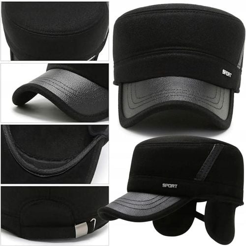 ZIMOWA CZAPKA Z DASZKIEM CHOWANE NAUSZNIKI CIEPŁA DLA STARSZEJ OSOBY na Arena.pl