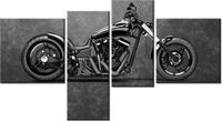 100 55CM OBRAZ 4 ELEM CZARNY CHOPPER PŁÓTNO DRUK