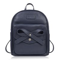 skórzany plecaczek damski na co dzień z kokardką granatowy paolo peruzzi