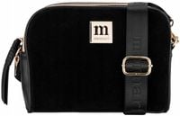 MONNARI Torebka Damska na Ramię Listonoszka CZARNA ZAMSZ Regulowany Pasek