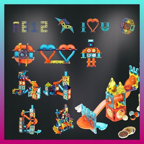 Klocki MAGNETYCZNE KONSTRUKCYJNE świecący tor 110 el 3D MAGNETIC Edukacyjne na Arena.pl