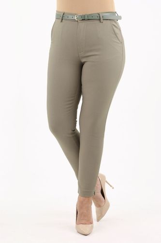 ELEGANCKIE SPODNIE BAWEŁNIANE CYGARETKI WYSOKI STAN DUŻE ROZMIARY + PASEK na Arena.pl