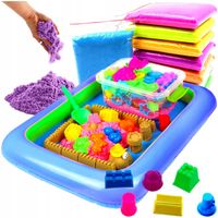 PIASEK KINETYCZNY 3kg +BASEN FOREMKI ŁOPATKA PATYCZKI PIASKOWNICA ZESTAW XL