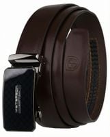 pasek męski do spodni skórzany klamra automat ciemny brąz peterson