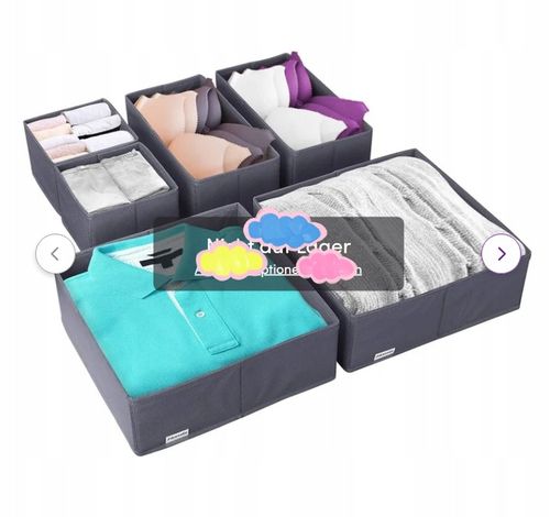 ORGANIZER NA BIELIZNĘ SKARPETKI DO SZUFLADY SZAFY ZESTAW POJEMNIK 6 na Arena.pl