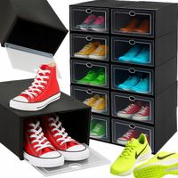 ZESTAW 10X ORGANIZER PUDEŁKA NA BUTY Z KLAPĄ SZAFKA REGAŁ DO SZAFY