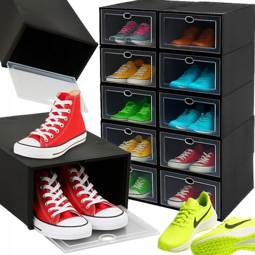 ZESTAW 10X ORGANIZER PUDEŁKA NA BUTY Z KLAPĄ SZAFKA REGAŁ DO SZAFY na Arena.pl