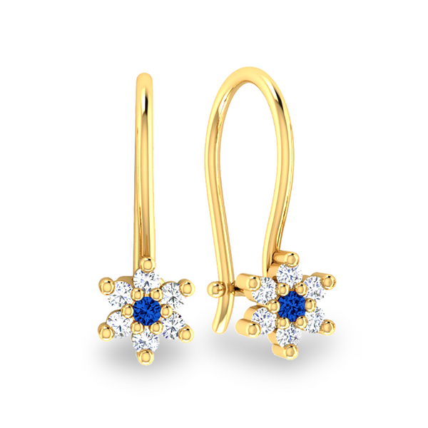 ZŁOTE DELIKATNE KOLCZYKI KWIATKI ZE ZŁOTA PRÓBY 585 NA BIGLU Z SZAFIREM RUBINEM RÓŻOWE BIAŁE - RÓŻNE KOLORY zdjęcie 2