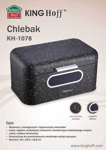Chlebak stal, czarny marmurek Kinghoff zdjęcie 6