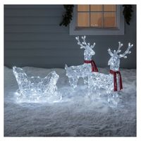 Świąteczne figurki na zewnątrz sanie z reniferami LED ozdoby świąteczne