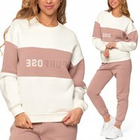 Bluza Damska Luźna Ocieplana Bawełniana Sportowa z Napisem RÓŻOWA MORAJ M