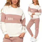 Bluza Damska Luźna Ocieplana Bawełniana Sportowa z Napisem RÓŻOWA MORAJ M