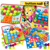 UKŁADANKA EDUKACYJNA GUZIKOWA MOZAIKA TRENING RĘKI KOLORY KSZTAŁTY GRZYBKI