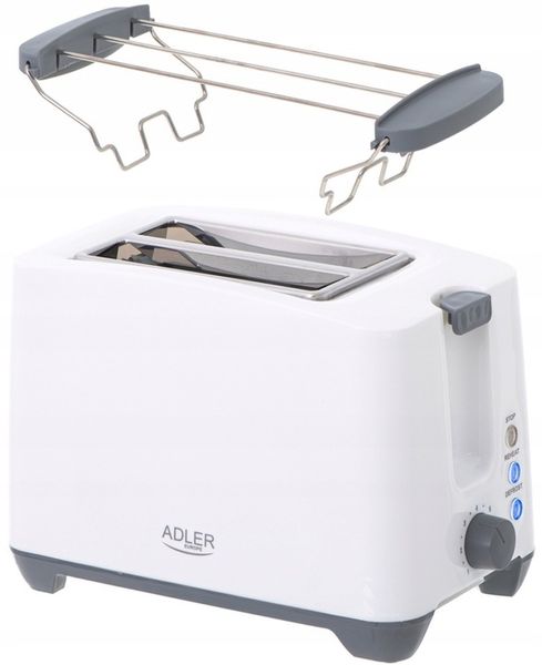 Toster Adler AD 3216 biały 1000 W lampka ruszt zdjęcie 4