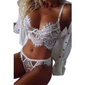 SEKSOWNY KOMPLET BIELIZNA KORONKOWA SEXY ZESTAW BIUSTONOSZ KORONKA MAJTKI