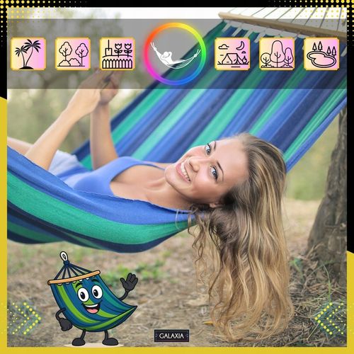 HAMAK OGRODOWY DWUOSOBOWY XXL 260x150 2 Osobowy Turystyczny Z DRĄŻKIEM DUŻY na Arena.pl