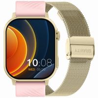 smartwatch gravity gt15-7 różowy pasek silikonowy + złota bransoleta