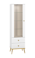 Witryna Wysoka 1- Drzwiowa z Szufladami 1D2SZ 55 cm Biały Połysk GILDEN ML