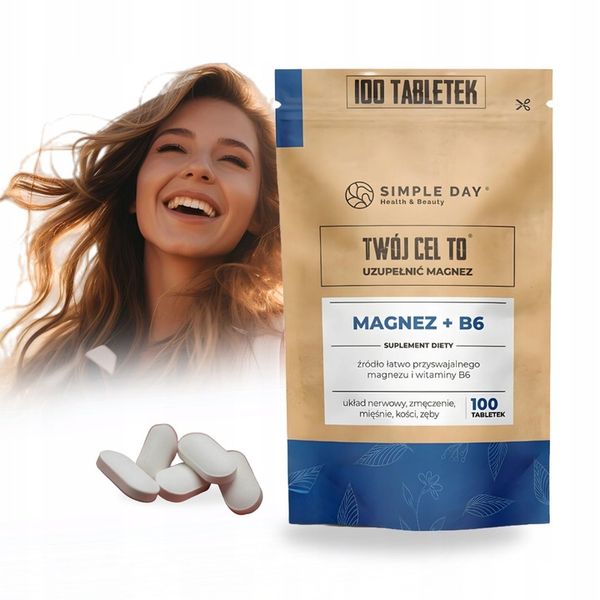 MAGNEZ CYTRYNIAN WITAMINA B6 NA STRES ZMĘCZENIE I SKURCZE 100 TABLETEK zdjęcie 1