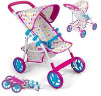WÓZEK ZABAWKA DLA LALEK DLA 5 LATKI SOLIDNY SKŁADANY Z DASZKIEM