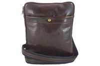 Modna męska torba skórzana z regulowanym paskiem - Brązowa ciemna