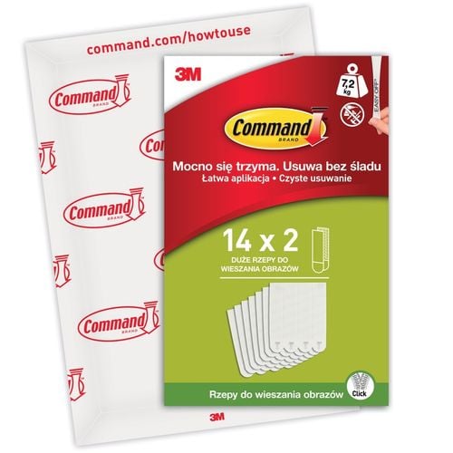 Command rzepy samoprzylepne do wieszania obrazów do 7,2 kg 28 szt. (14 na Arena.pl