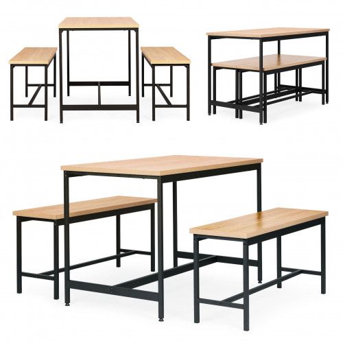 ZESTAW MEBLI LOFTOWYCH MODERNHOME DLA 4 OSÓB MDF METAL na Arena.pl