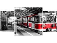 80X40CM ZEGAR POCIĄG PERONIE OBRAZ