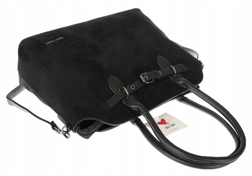 Torebka damska zamsz kuferek elegancka do pracy włoska marka 2947 Czarna na Arena.pl