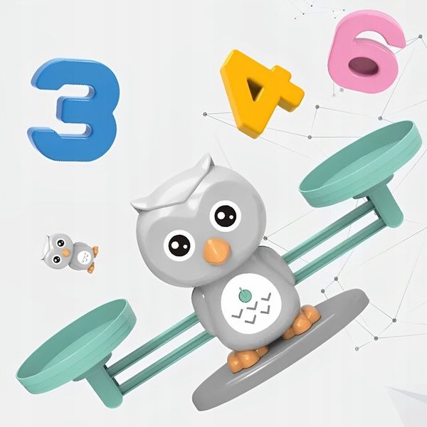 WAGA SZALKOWA BALANSOWA NAUKA LICZENIA RÓWNOWAŻNIA CYFRY ODWAŻNIKI SOWA EDU zdjęcie 4